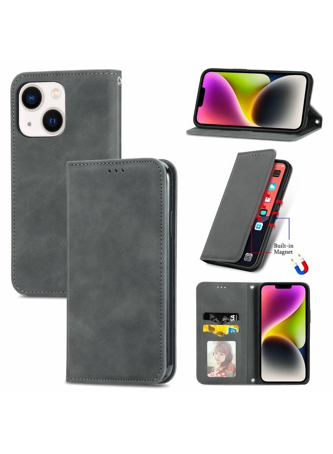 اس-توب جراب هاتف iPhone 14 Plus مصنوع من الجلد بتصميم كلاسيكي مع غطاء مغناطيسي قابل للطي - Image 1