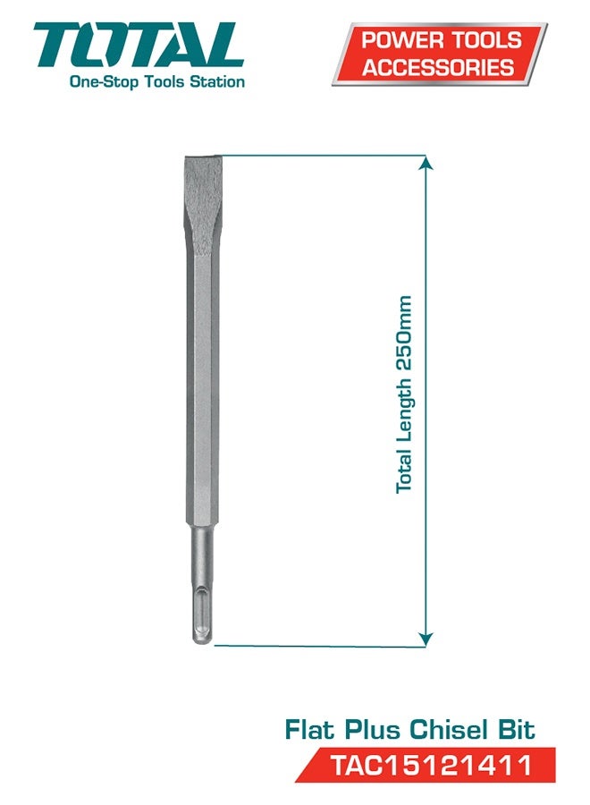 توتال تولز مثقاب إزميل مسطح من توتال إندستريال SDS Plus | ١٤×٢٥٠×٢٠ مم | فولاذ كروم-موليبدينوم | لهدم الخرسانة والطوب | لمسة نهائية مصقولة بالرمل - Image 3