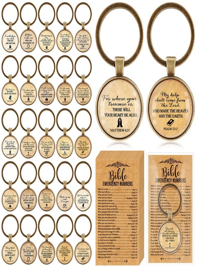 Junkin 25 Set Christian Easter Gifts for Women Bulk Religious Keychain Bible Emergency Number Bookmark Mother's Day Church Gifts (Vintage) - Image 1