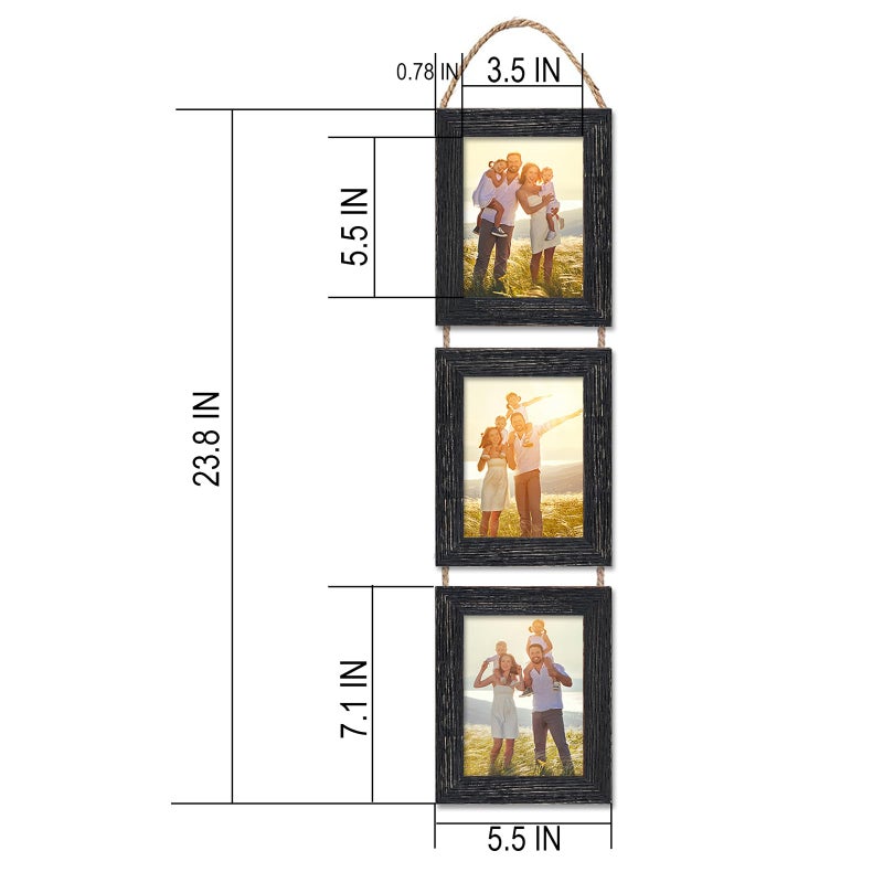 Vmuzeder 4x6 الجدار معلق إطارات الصورة الكولاج مع 3 إطارات فتح الأسود - Image 2