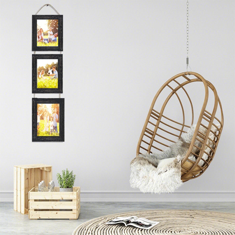 Vmuzeder 4x6 الجدار معلق إطارات الصورة الكولاج مع 3 إطارات فتح الأسود - Image 4
