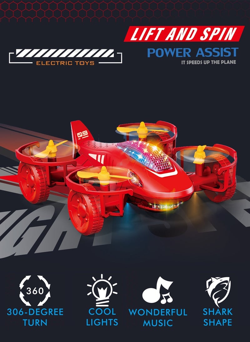 Electric Planes Toy for Children,Kids Toy Car,4 Wheels Drive,360 Degree Spin Stunt,Lifting and Spinning,Cool Shark Styling with Light and Sound - Image 1
