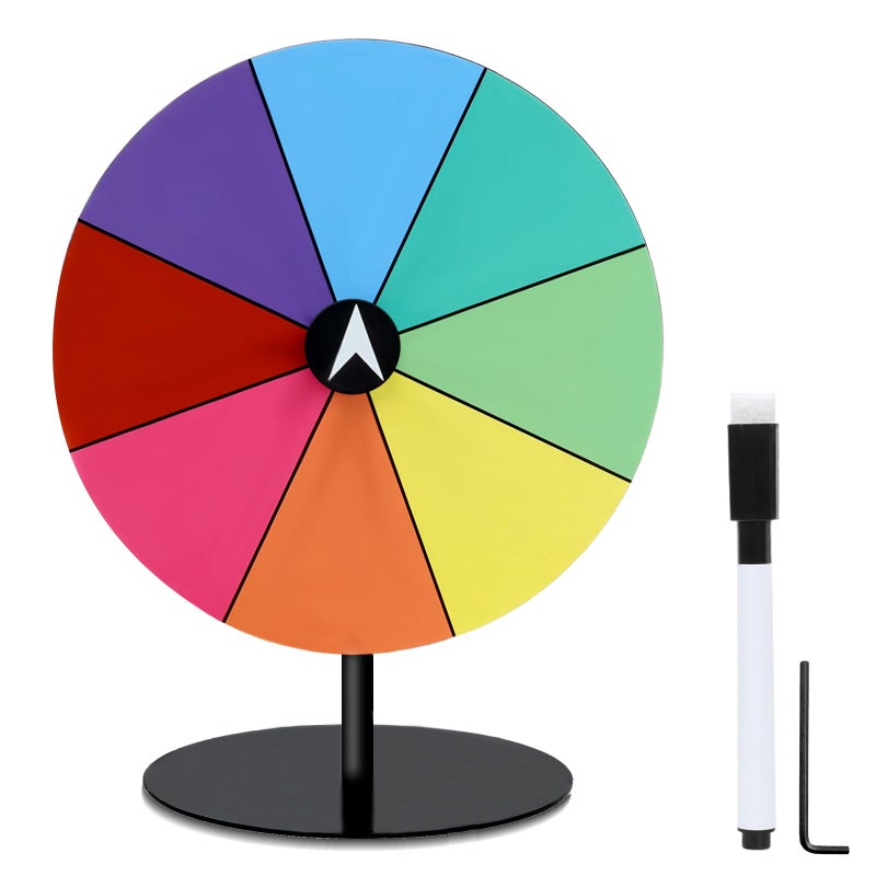 Airpark Prize Wheel Dry Erase 8 Inch Spinning Wheel for Prizes All Metal Tabletop Roulette Wheel of Fortune for Party Birthday Wedding Housewarming Christmas New Year Graduation and Carnival Games - Image 4