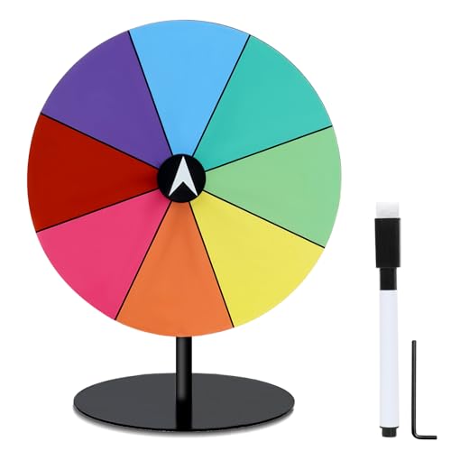 Airpark Prize Wheel Dry Erase 8 Inch Spinning Wheel for Prizes All Metal Tabletop Roulette Wheel of Fortune for Party Birthday Wedding Housewarming Christmas New Year Graduation and Carnival Games - Image 1