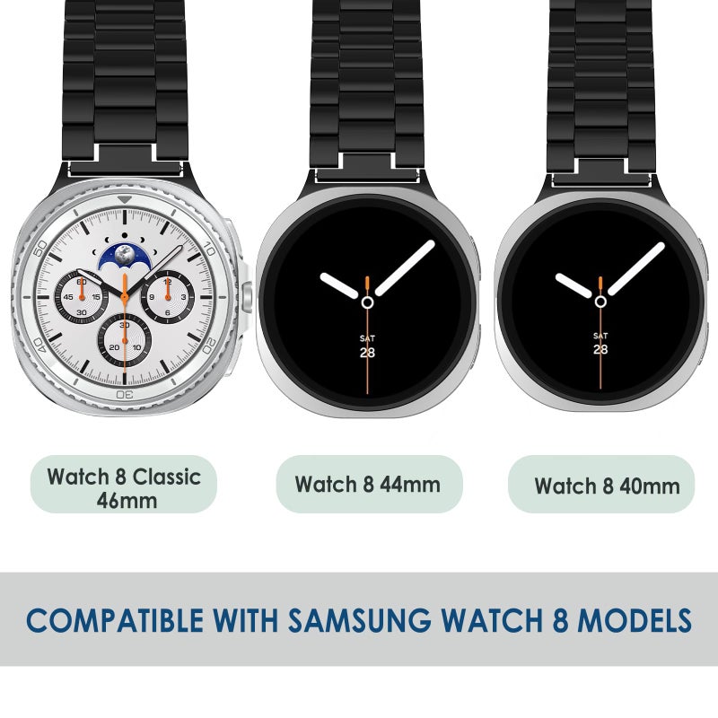 Simpeak 20mm Watch Band Connectors Compatible with Samsung Galaxy Watch 8 40mm 44mm/Watch 8 Classic 46mm, Band Adapter 20mm Stainless Steel Connection Compatible with Galaxy Watch 8, Black/Silver/Gold - Image 4