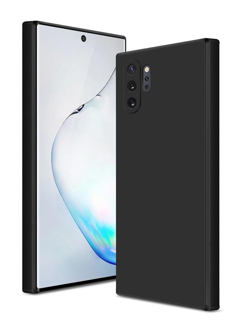 جراب لهاتف Samsung Galaxy Note 10 Plus مصنوع من المطاط الناعم من جل السيليكون مع لمسة نهائية غير لامعة وغطاء خلفي مقاوم للصدمات وبطانة داخلية من القماش مع حماية للكاميرا جراب لهاتف Galaxy Note 10+ باللون الأسود - Image 1