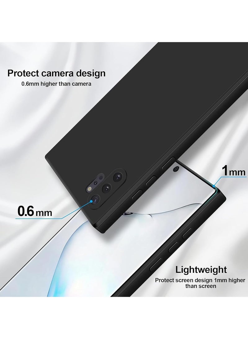 جراب لهاتف Samsung Galaxy Note 10 Plus مصنوع من المطاط الناعم من جل السيليكون مع لمسة نهائية غير لامعة وغطاء خلفي مقاوم للصدمات وبطانة داخلية من القماش مع حماية للكاميرا جراب لهاتف Galaxy Note 10+ باللون الأسود - Image 2