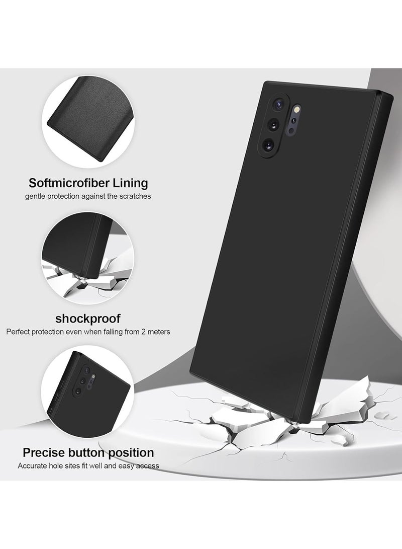 جراب لهاتف Samsung Galaxy Note 10 Plus مصنوع من المطاط الناعم من جل السيليكون مع لمسة نهائية غير لامعة وغطاء خلفي مقاوم للصدمات وبطانة داخلية من القماش مع حماية للكاميرا جراب لهاتف Galaxy Note 10+ باللون الأسود - Image 3