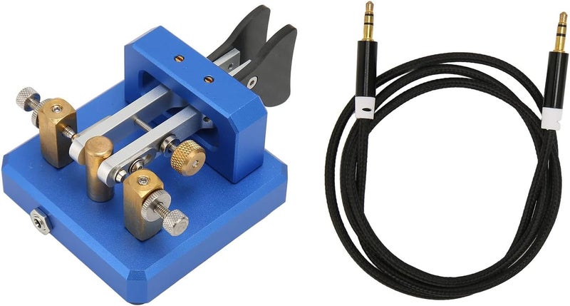 ASHATA Portable Morse Code Key, Mini CW Key Automatic Morse, Shortwave Double Paddle Morse Code Key for Camping Indoor, CW Morse Telegraph Key (Dark Blue) - Image 1