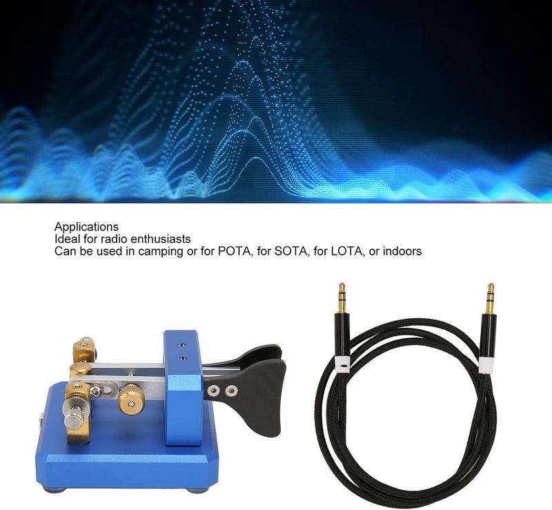 ASHATA Portable Morse Code Key, Mini CW Key Automatic Morse, Shortwave Double Paddle Morse Code Key for Camping Indoor, CW Morse Telegraph Key (Dark Blue) - Image 2
