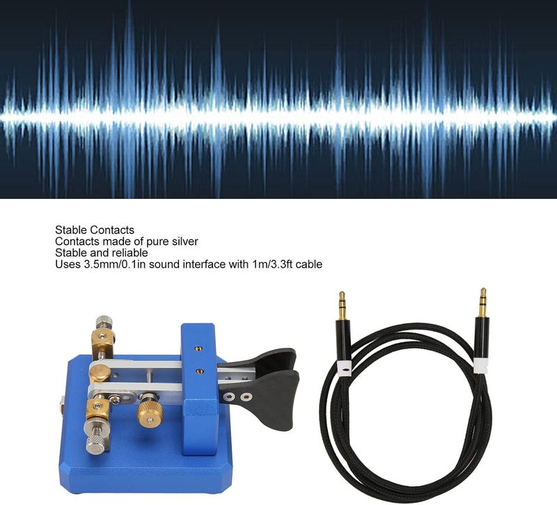 ASHATA Portable Morse Code Key, Mini CW Key Automatic Morse, Shortwave Double Paddle Morse Code Key for Camping Indoor, CW Morse Telegraph Key (Dark Blue) - Image 3