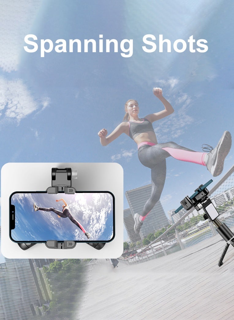 Stabilizer for mobile phone and camera, With 9 levels of fill light, Stronger aluminum alloy telescopic pole, Portable, Brushless motor, Face tracking and gesture recognition, POV mode, 360° rotation - Image 4
