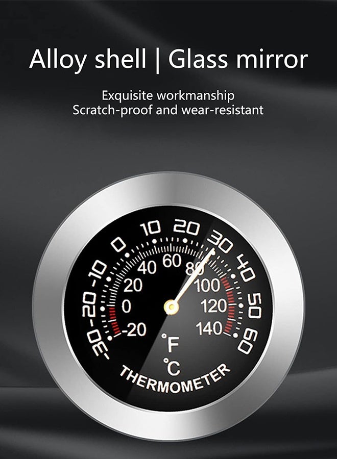 أداة قياس درجة الحرارة للسيارات، مقياس حرارة السيارة، ساعة صغيرة صغيرة كلاسيكية، ميزان حرارة لوحة القيادة للسيارة، سبيكة معدنية مزينة بشكل رائع، أسود - Image 5