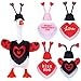 Shinylin 4 Set Valentines Day 7 Inch Desk Goose Outfits Heart Ladybug Mini Desk Goose Costumes Pink Heart Mini Porch Geese Outfits Cute and Funny Porch Geese Clothes for Magnetic Figurines - Image 2