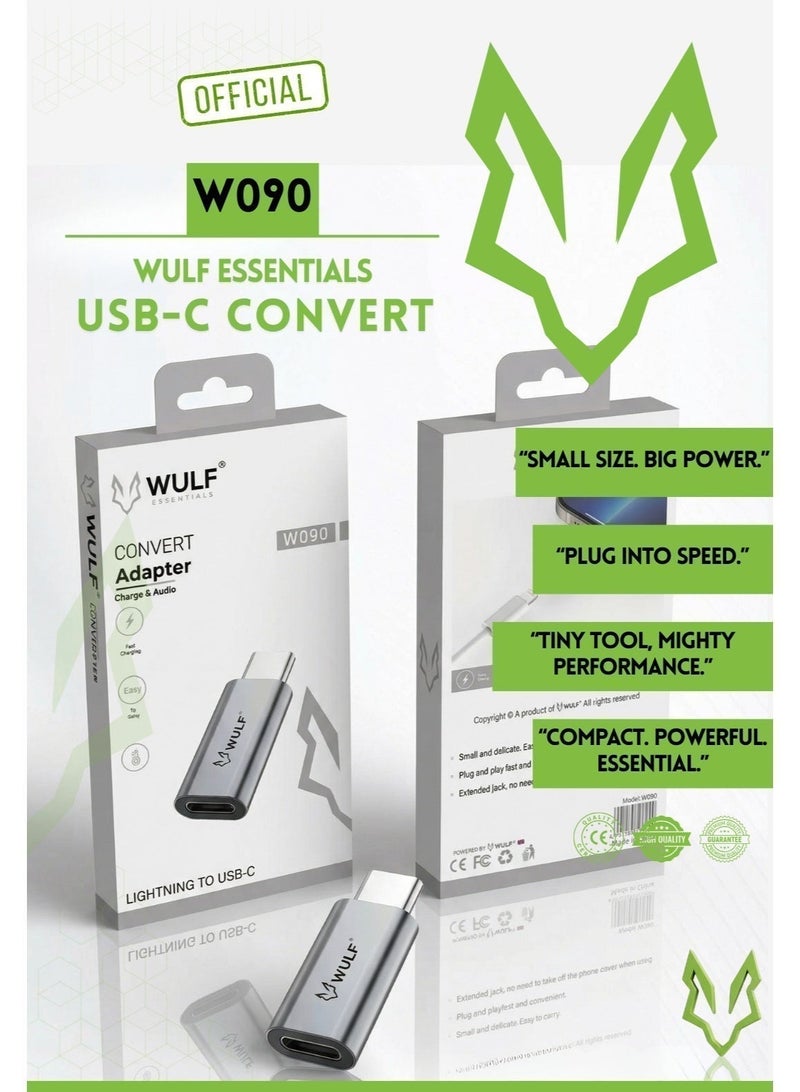 وولف إسينشيالز محول WULF Essentials W090 من Lightning إلى USB-C - صغير الحجم وسريع وموثوق - Image 4