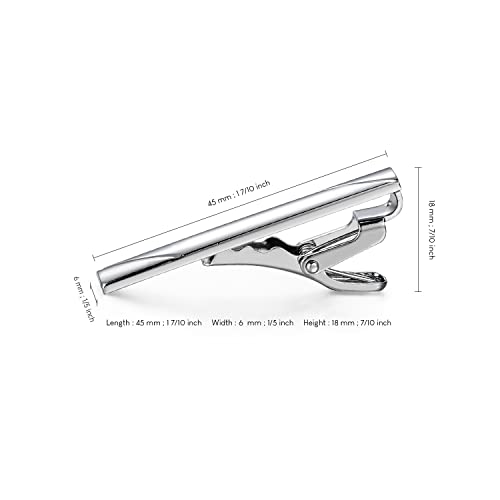 UJOY Mens Tie Pin Bar Short Size Enamel Silver Classic Men's Fashion Accessories (Shinny) 45mm - Image 5
