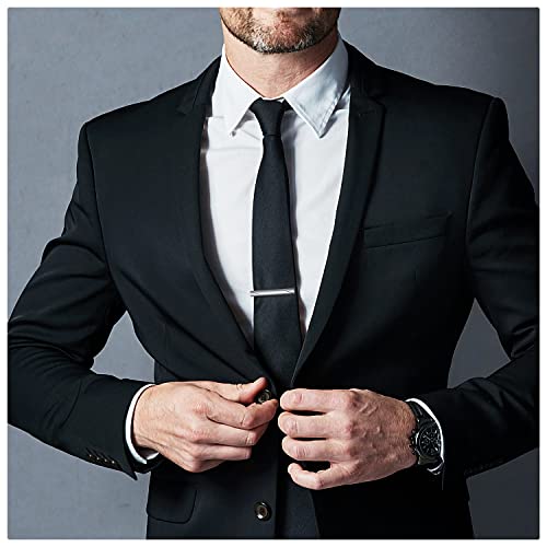UJOY Mens Tie Pin Bar Short Size Enamel Silver Classic Men's Fashion Accessories (Shinny) 45mm - Image 3