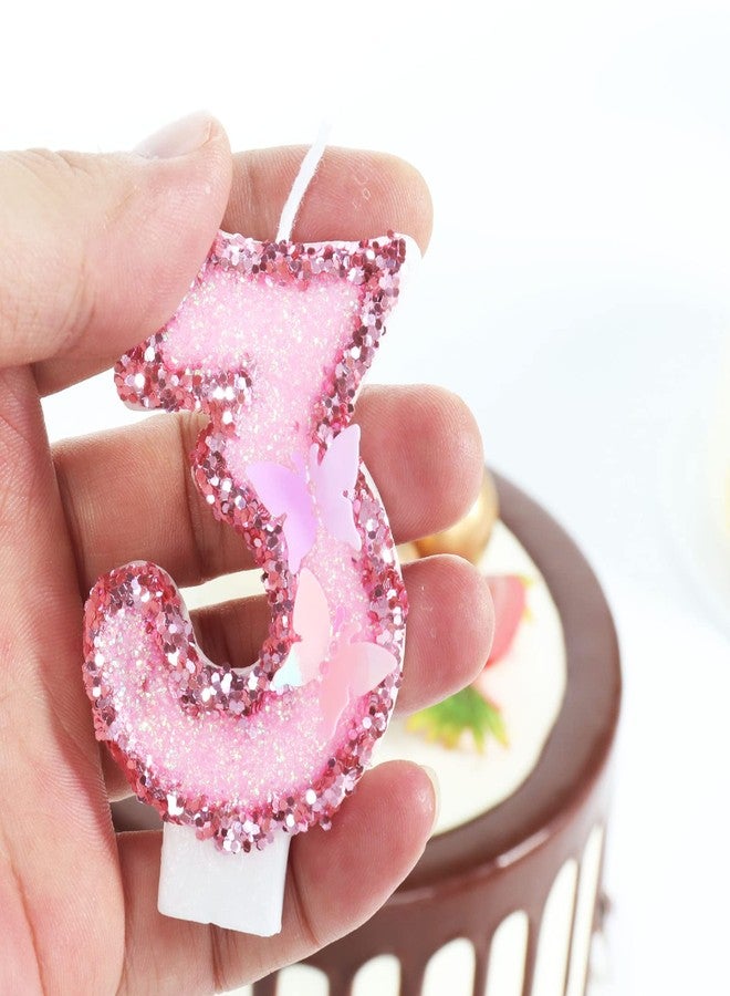 YIRAN Birthday Candles, Number 21 Candle, Butterfly 21th Birthday Decorations for Women/Girl, Pink Happy Birthday Candle for Cake, Handmade Sequin Numeral Candle Wedding Cake Topper Anniversary Party Decor - Image 3