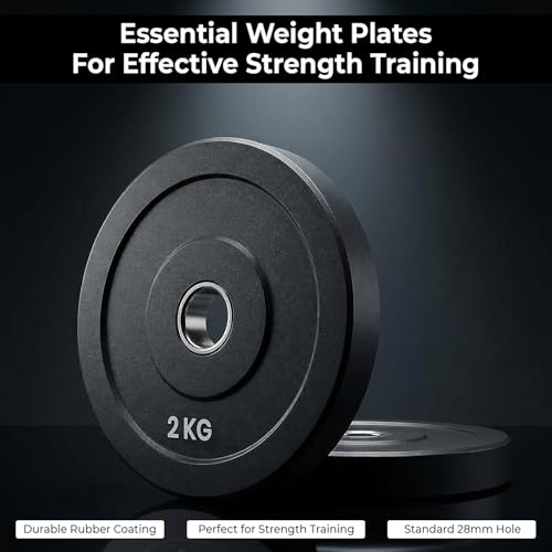 Kizlo Rubber Weight Plates with 28mm Hole – Pair of 2kg, 2.5kg, 3kg, 5kg, 10kg – Standard Size Gym Plates for Home Workouts & Strength Training (2KG X 2) - Image 2