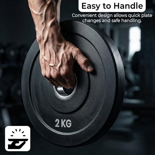Kizlo Rubber Weight Plates with 28mm Hole – Pair of 2kg, 2.5kg, 3kg, 5kg, 10kg – Standard Size Gym Plates for Home Workouts & Strength Training (2KG X 2) - Image 3