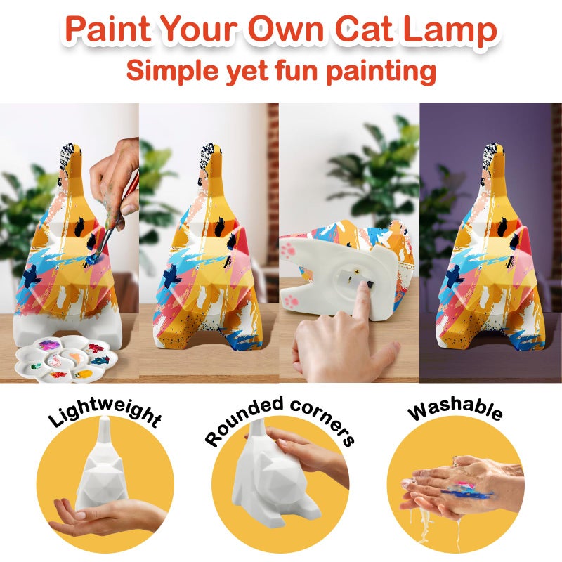 Goody King Goodyking Diy Cat Night Light Art Kit - 2Pcs  Painting Set For Kids Ages 4-12  Cat Craft Gift - Image 5