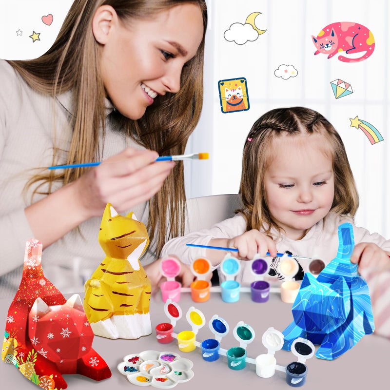 Goody King Goodyking Diy Cat Night Light Art Kit - 2Pcs  Painting Set For Kids Ages 4-12  Cat Craft Gift - Image 4