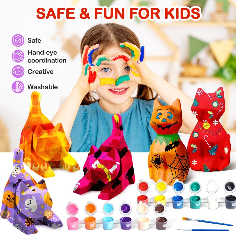 Goody King Goodyking Diy Cat Night Light Art Kit - 2Pcs  Painting Set For Kids Ages 4-12  Cat Craft Gift - Image 3