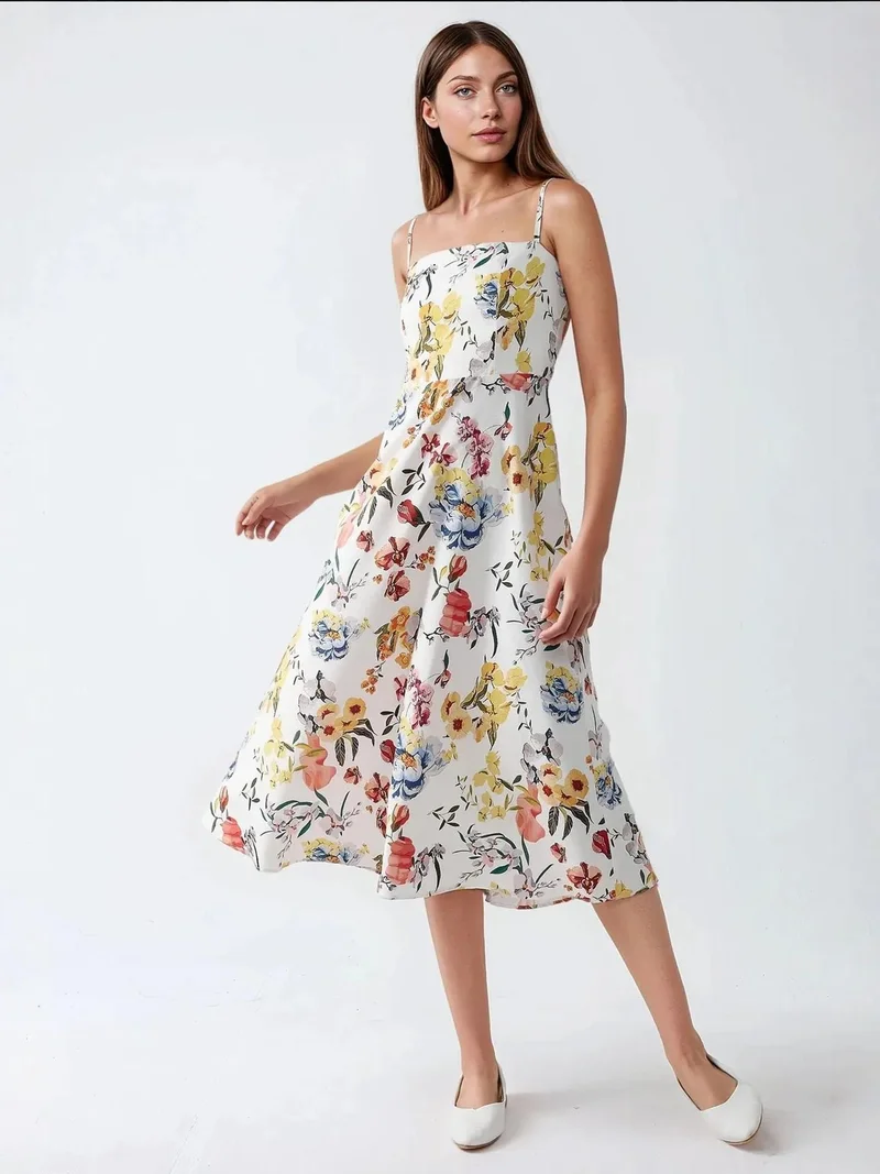 زوبعة فستان ميدي مطبوع