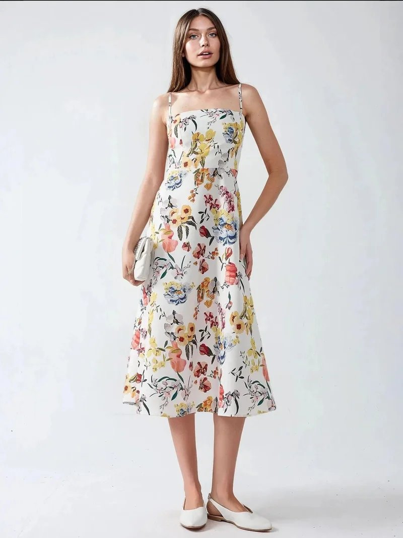 زوبعة فستان ميدي مطبوع