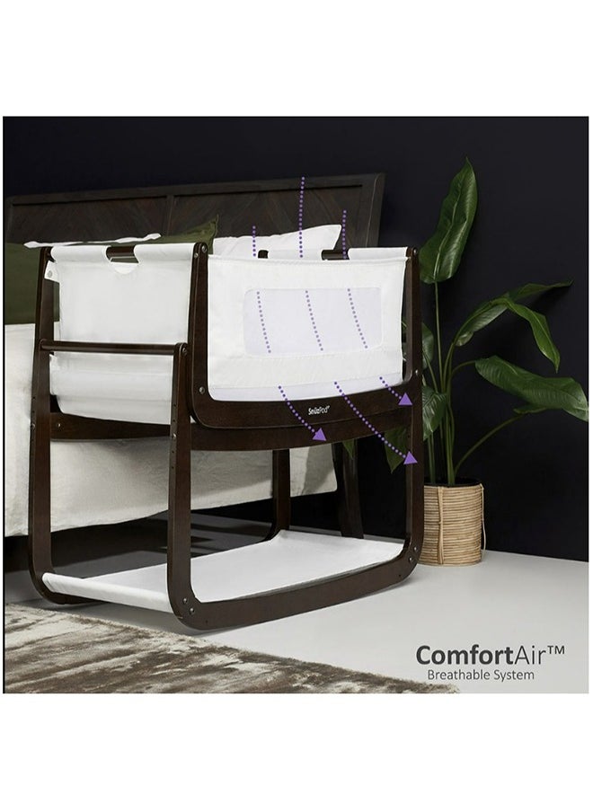 Snuz - Pod4 Bedside Crib For Infant And Baby, Increased Air Flow For Better Sleep, 3D Breathable Mattress, Machine Washable Liner , Rocking Stand , From 0 To 6Months , Dimensions: L100 X 49 X H95 - Espresso - Image 1