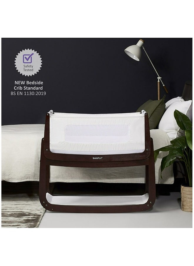 Snuz - Pod4 Bedside Crib For Infant And Baby, Increased Air Flow For Better Sleep, 3D Breathable Mattress, Machine Washable Liner , Rocking Stand , From 0 To 6Months , Dimensions: L100 X 49 X H95 - Espresso - Image 1