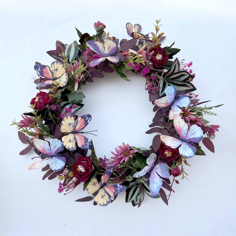 Garland, Simulated Flower Butterfly Dish, Dead Vine, Creative Decorative Garland, Home Door Lintel Hanging Wall Decoration, Supply - Image 3