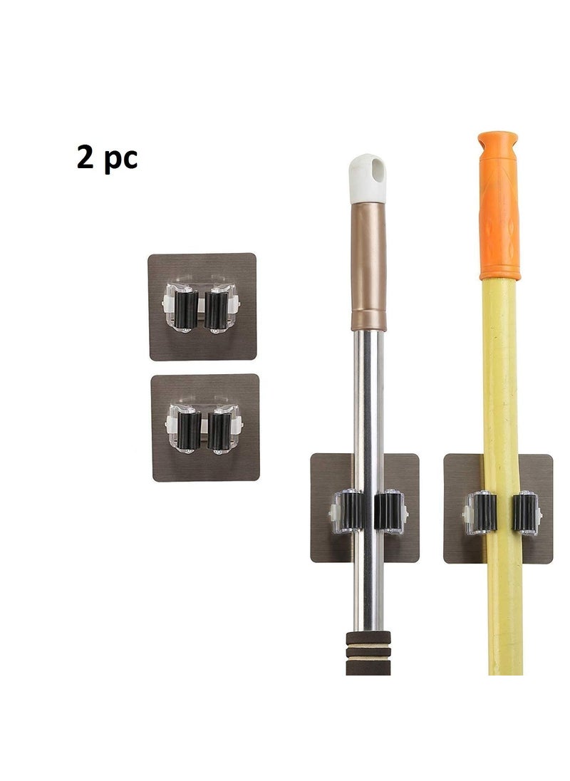 svk dream SVK Dream Wall Mounted Mop Broom Hanger Holder Organiser for Kitchen Bathroom Garage and Garden Silver Pack of 2  - Image 3