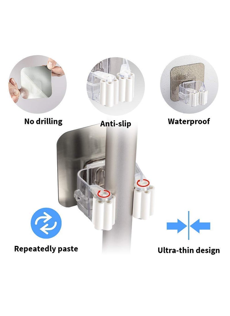 svk dream SVK Dream Wall Mounted Mop Broom Hanger Holder Organiser for Kitchen Bathroom Garage and Garden Silver Pack of 2  - Image 5