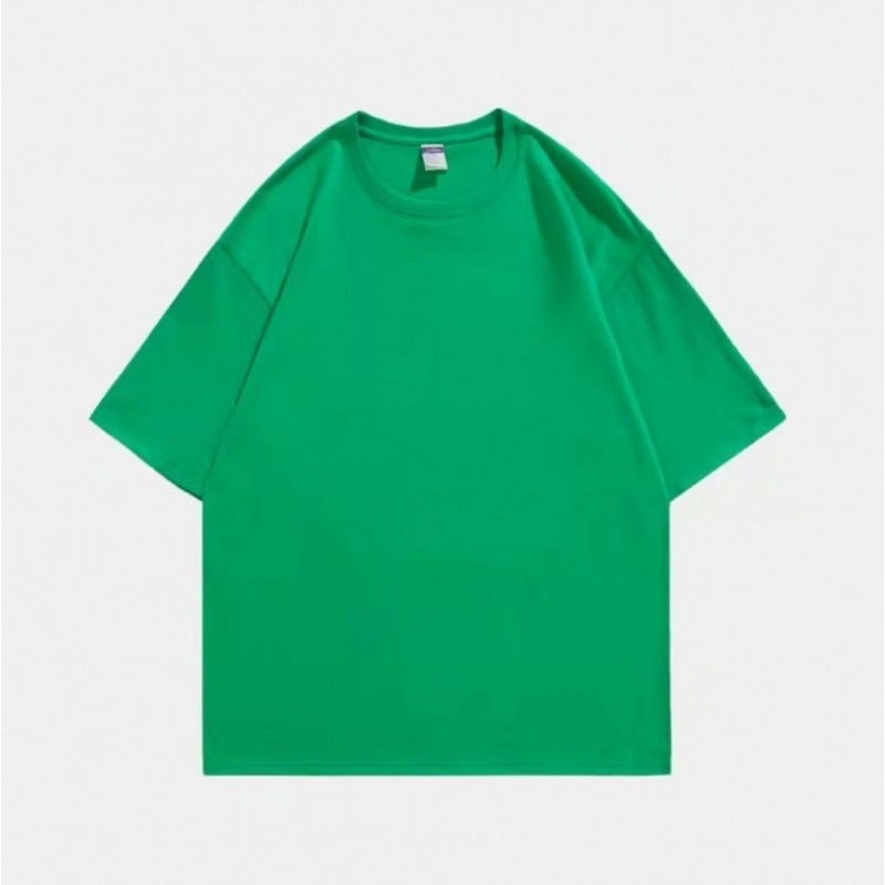 Foreign Trade Pure Cotton Heavyweight Thickeneded Cotton Short-Sleeved T-Shirt Men's Summer Off-Shoulder Tops Round Neck Bottoming Shirt for Men - Image 4