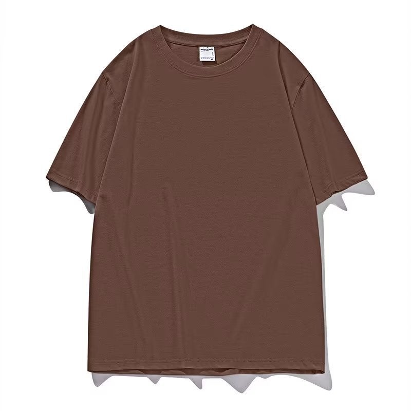 Foreign Trade Pure Cotton Heavyweight Thickeneded Cotton Short-Sleeved T-Shirt Men's Summer Off-Shoulder Tops Round Neck Bottoming Shirt for Men - Image 5