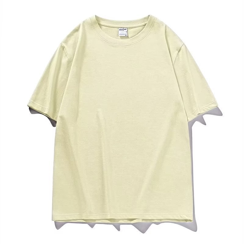 Foreign Trade Pure Cotton Heavyweight Thickeneded Cotton Short-Sleeved T-Shirt Men's Summer Off-Shoulder Tops Round Neck Bottoming Shirt for Men - Image 1
