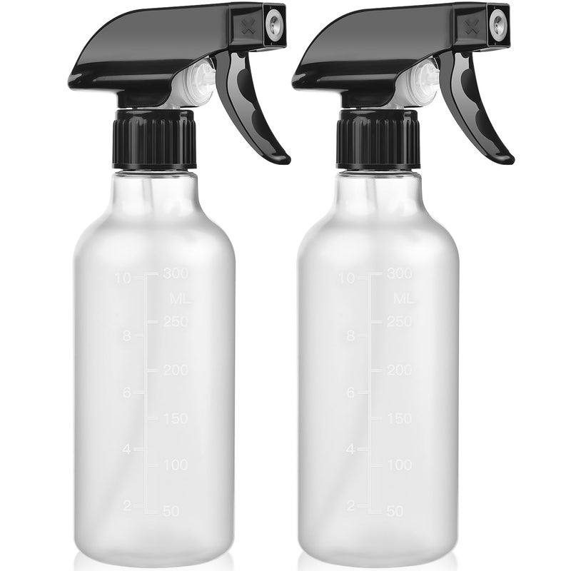 Bealee Spray Bottles 2 Pack, 10 Oz, Mist & Stream, Heavy Duty Spraying Empty Water Sprayer Bottle, BPA Free Plastic Refillable Containers for Cleaning Solutions, Planting, Hair with Measurement - Image 1
