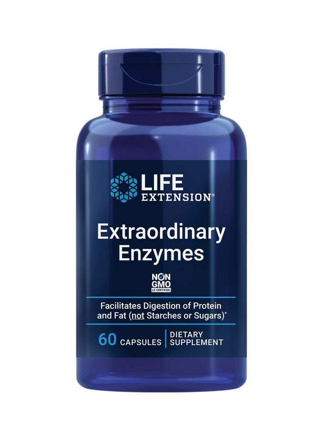 Life Extension Extraordinary Enzymes Enzymes Blend Formula Digestion Supplement With Protease Cellulase & Lipase For Digestive Health Support & Nutrient Absorption Nongmo 60 Capsules - Image 2