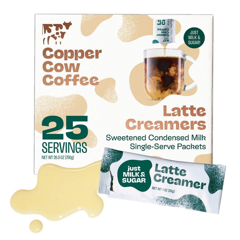 Copper Cow Coffee Sweetened Condensed Milk Coffee Creamer Singles 25 pack  Vietnamese Inspired Coffee Creamer All Natural Creamer Packets for Pour Overs  Lattes  No Refrigeration Needed - Image 3
