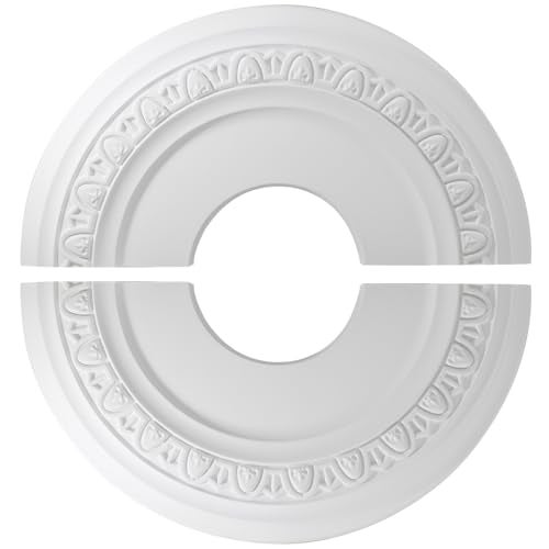 Uenhoy Split Lighting Ceiling Medallions for Light Fixtures and Ceiling Fans 12 OD x 35 ID Vintage Ceiling Cover Plate PU Ceiling Fan Medallion White - Image 3