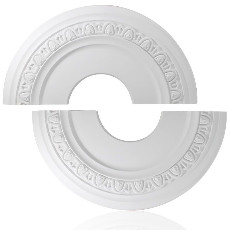 Uenhoy Split Lighting Ceiling Medallions for Light Fixtures and Ceiling Fans 12 OD x 35 ID Vintage Ceiling Cover Plate PU Ceiling Fan Medallion White - Image 2