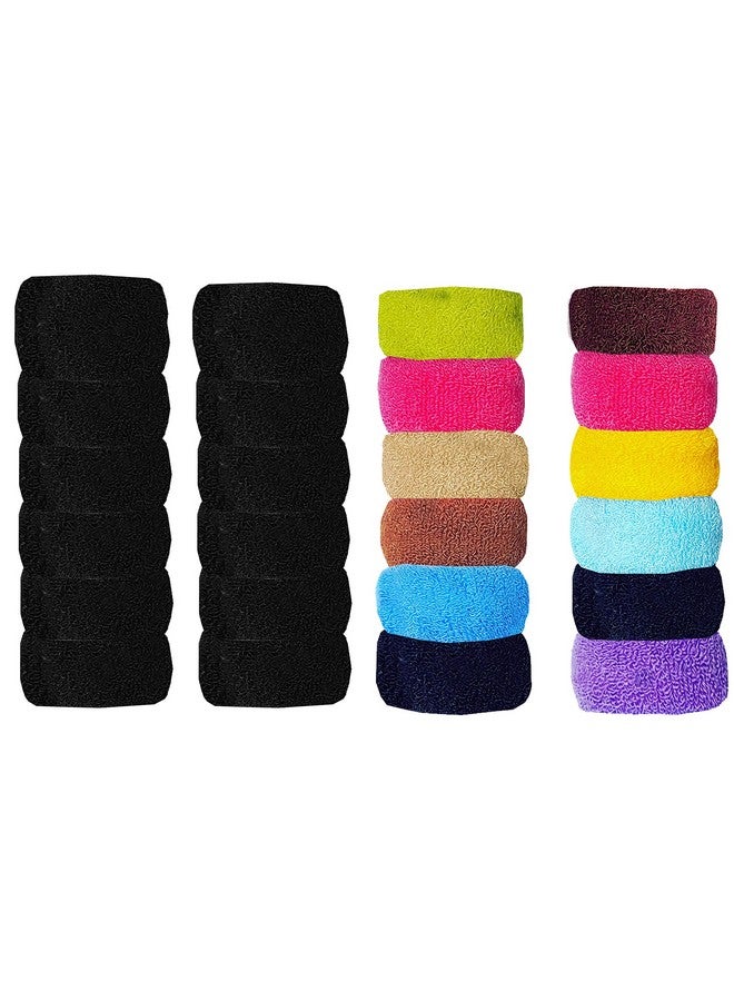 TRIPIN Thick Rubber Bands Hair Band Cottonthread, Extra Soft Colorful Bun Ponytail Holders for Girls and Women Multi-Colored (8CM) - Pack of 24 - Image 1