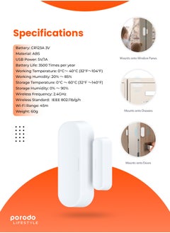 Smart Door & Window Sensor With 45 Meters Wifi Range, 3500  Battery Life Times Per Year, Voice Assistant, Instant Notification Alert And Detect Intrusions Compatible for Google Assistant /Tuya - White - pzsku/Z03F0BC756D17EF73CF0DZ/45/_/1720860700/db6573ab-8fb8-40a9-a335-97ee4d2b3309