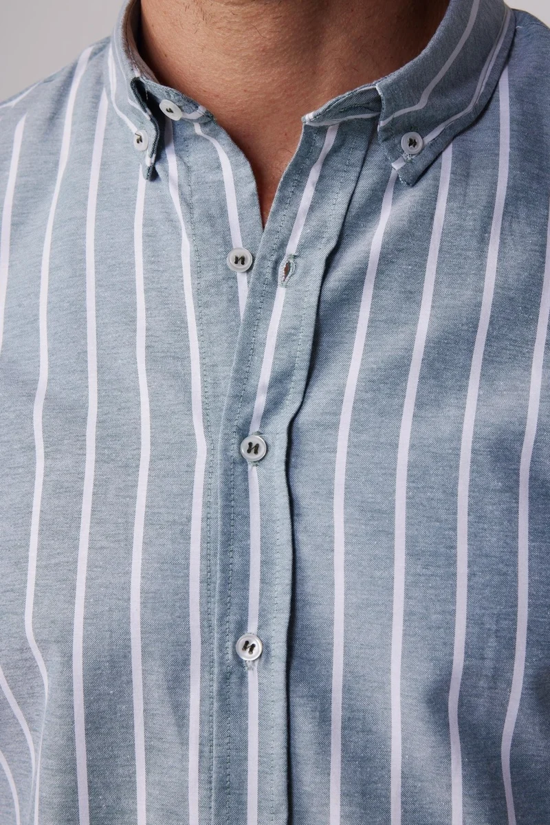 Tudors Slim Fit Long Sleeve Striped Collar Buttoned Men's Shirt