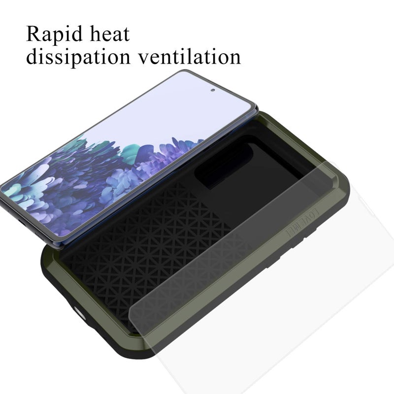 LOVE MEI Rugged Military Case for Galaxy S20 FE 5G - Heavy Duty, Shockproof, Dustproof, Scratch Proof, Metal & Silicone with Tempered Glass Protector - Image 4