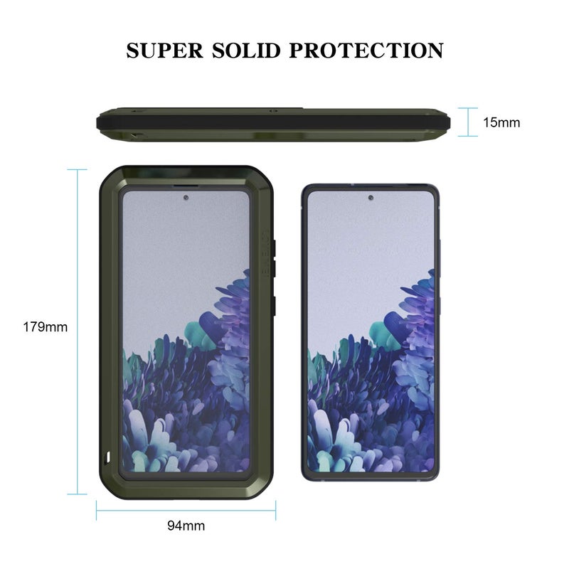 LOVE MEI Rugged Military Case for Galaxy S20 FE 5G - Heavy Duty, Shockproof, Dustproof, Scratch Proof, Metal & Silicone with Tempered Glass Protector - Image 3
