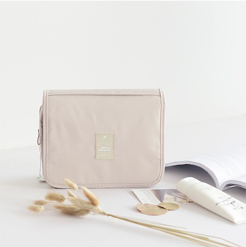 Mossio Hanging Toiletry Bag - Large Cosmetic Makeup Travel Organizer for Men & Women with Sturdy Hook (Beige) - Image 3