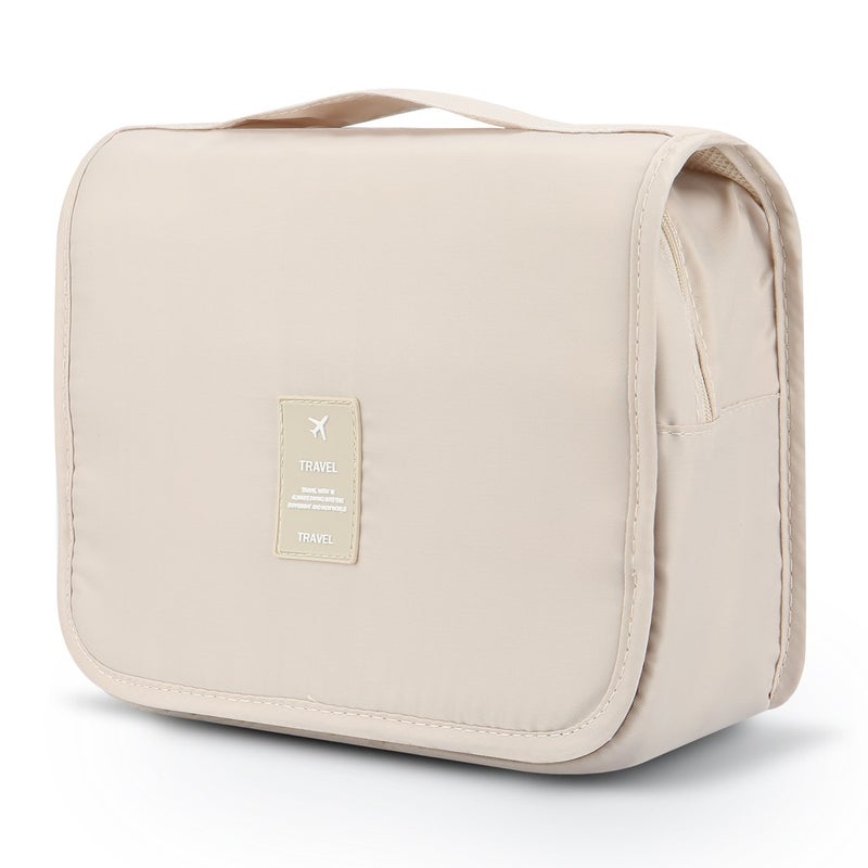 Mossio Hanging Toiletry Bag - Large Cosmetic Makeup Travel Organizer for Men & Women with Sturdy Hook (Beige) - Image 1