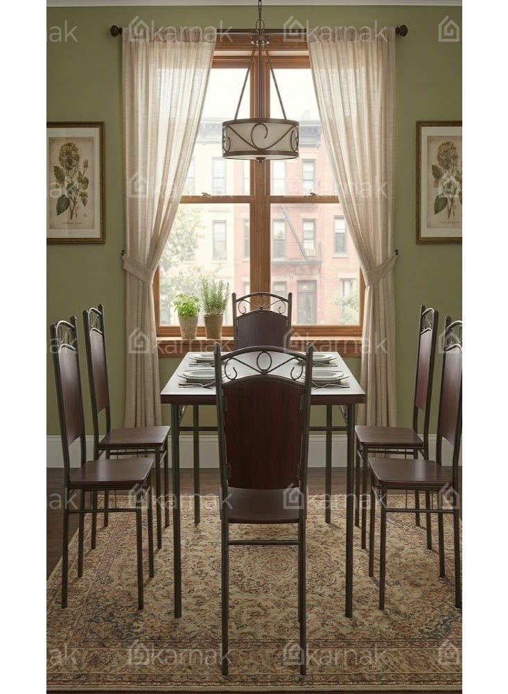 Karnak Sheesham 7-Piece Wooden Dining Table Set | 1 Table + 6 Chairs | Modern Dining Set for Dining Room Furniture (Mahogany) - Image 4